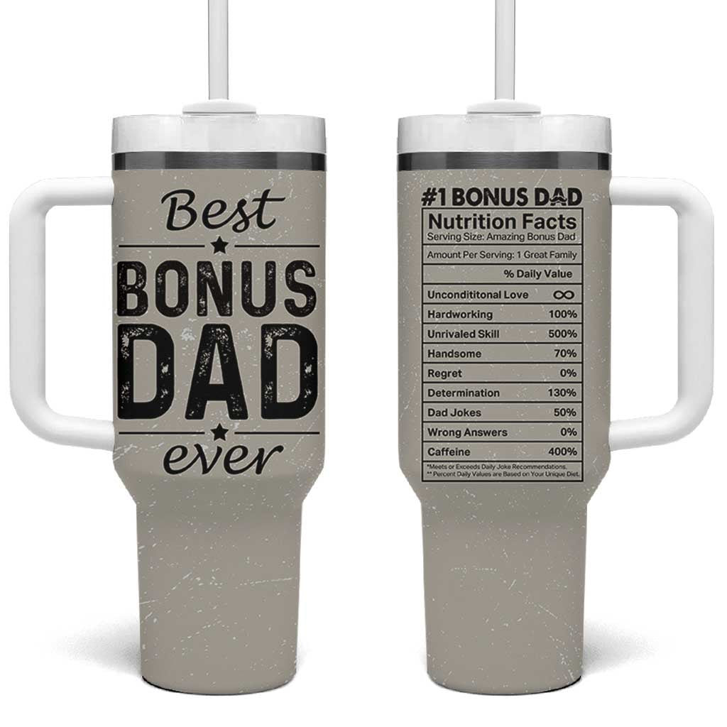 Best Bonus Dad Ever Tumbler With Handle Stepdad Fathers Day Gifts From Stepdaughter Stepson - Wonder Print Shop