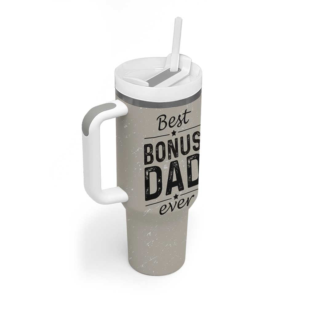 Best Bonus Dad Ever Tumbler With Handle Stepdad Fathers Day Gifts From Stepdaughter Stepson - Wonder Print Shop