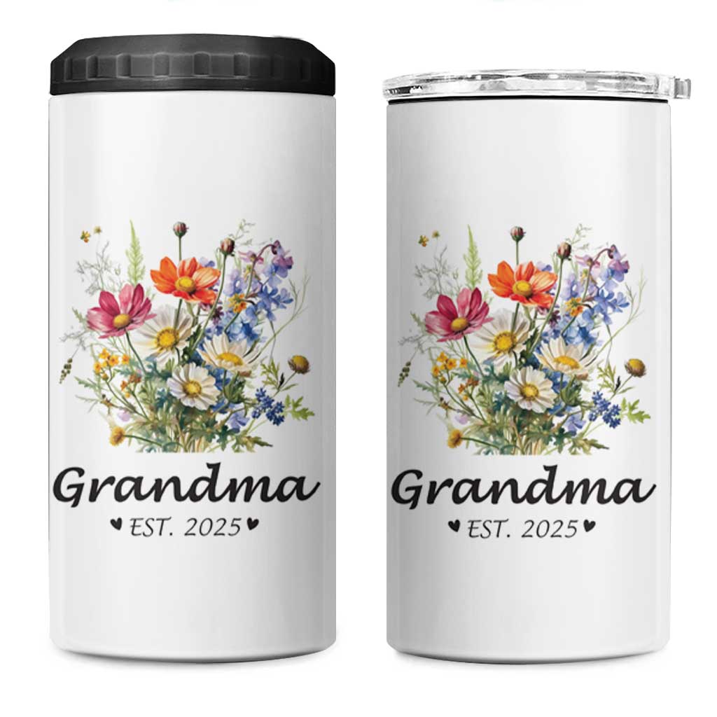 Promoted to Grandma 4 in 1 Can Cooler Tumbler Granny Est.2025 Pregnancy Announcement Gifts for New Grandparents - Wonder Print Shop