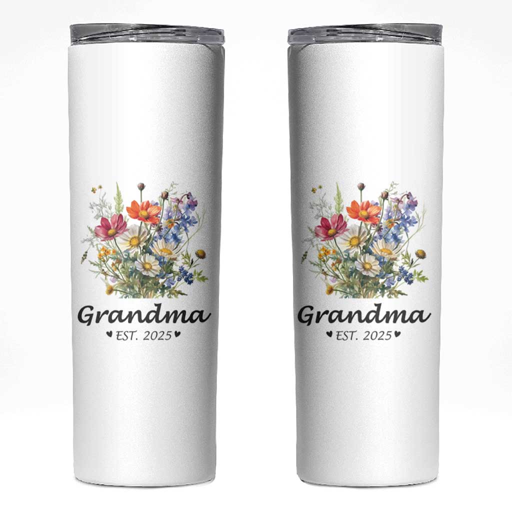 Promoted to Grandma Skinny Tumbler Granny Est.2025 Pregnancy Announcement Gifts for New Grandparents - Wonder Print Shop