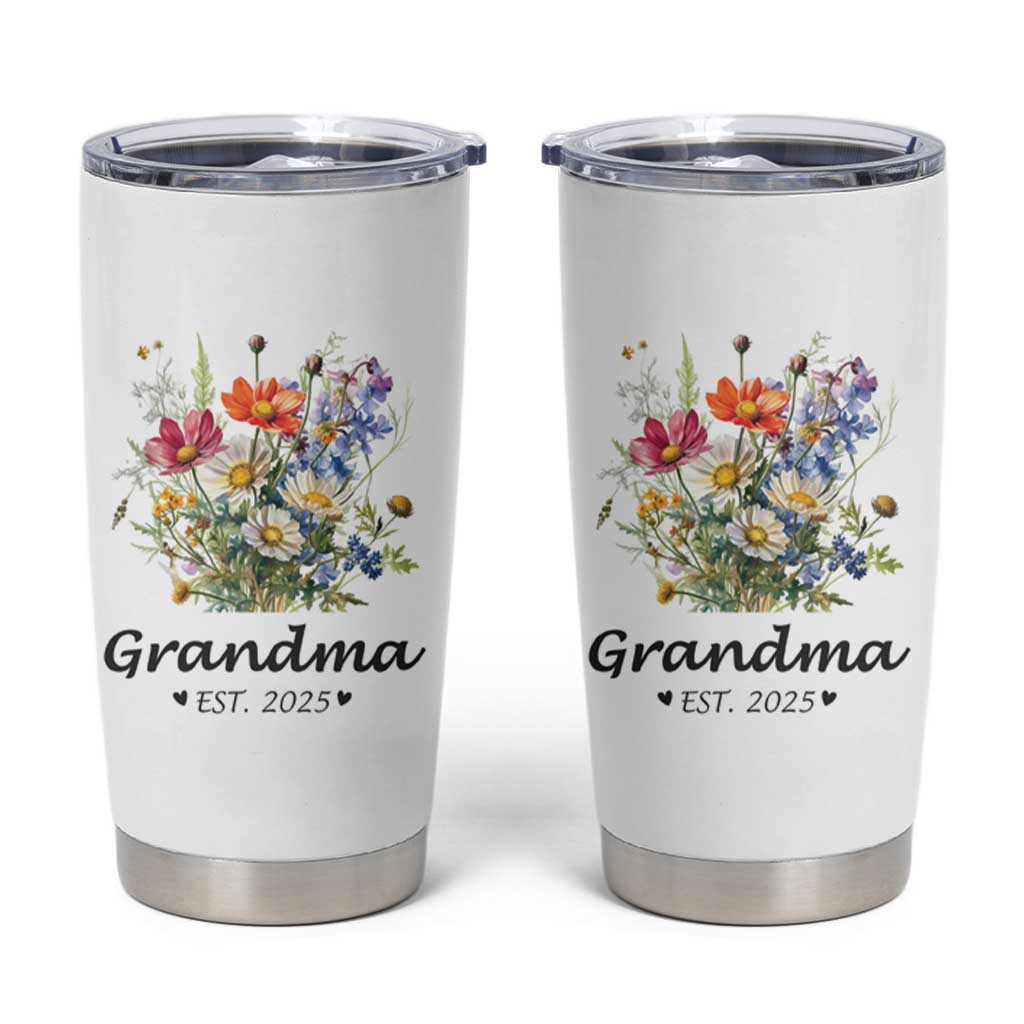 Promoted to Grandma Tumbler Cup Granny Est.2025 Pregnancy Announcement Gifts for New Grandparents - Wonder Print Shop