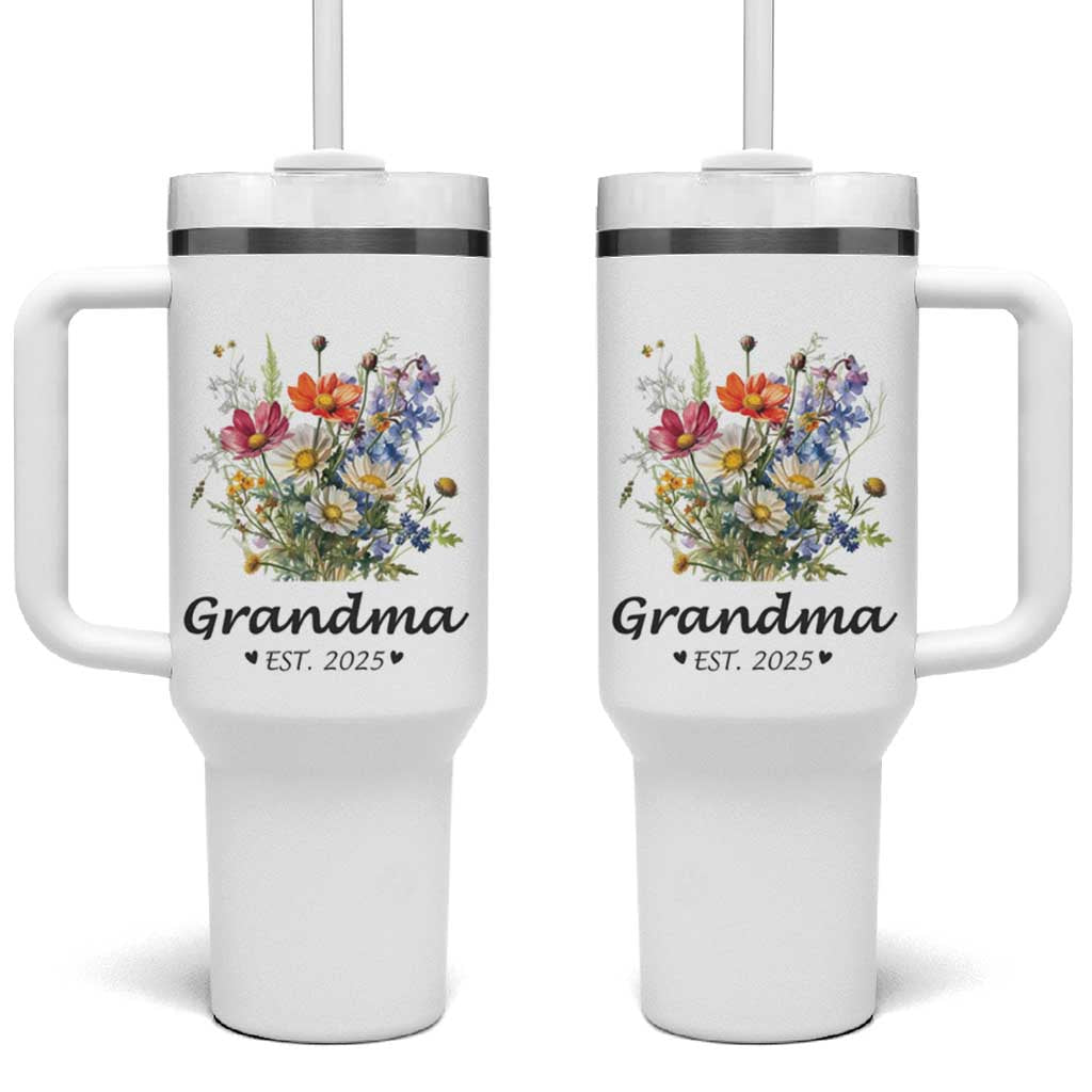 Promoted to Grandma Tumbler With Handle Granny Est.2025 Pregnancy Announcement Gifts for New Grandparents - Wonder Print Shop