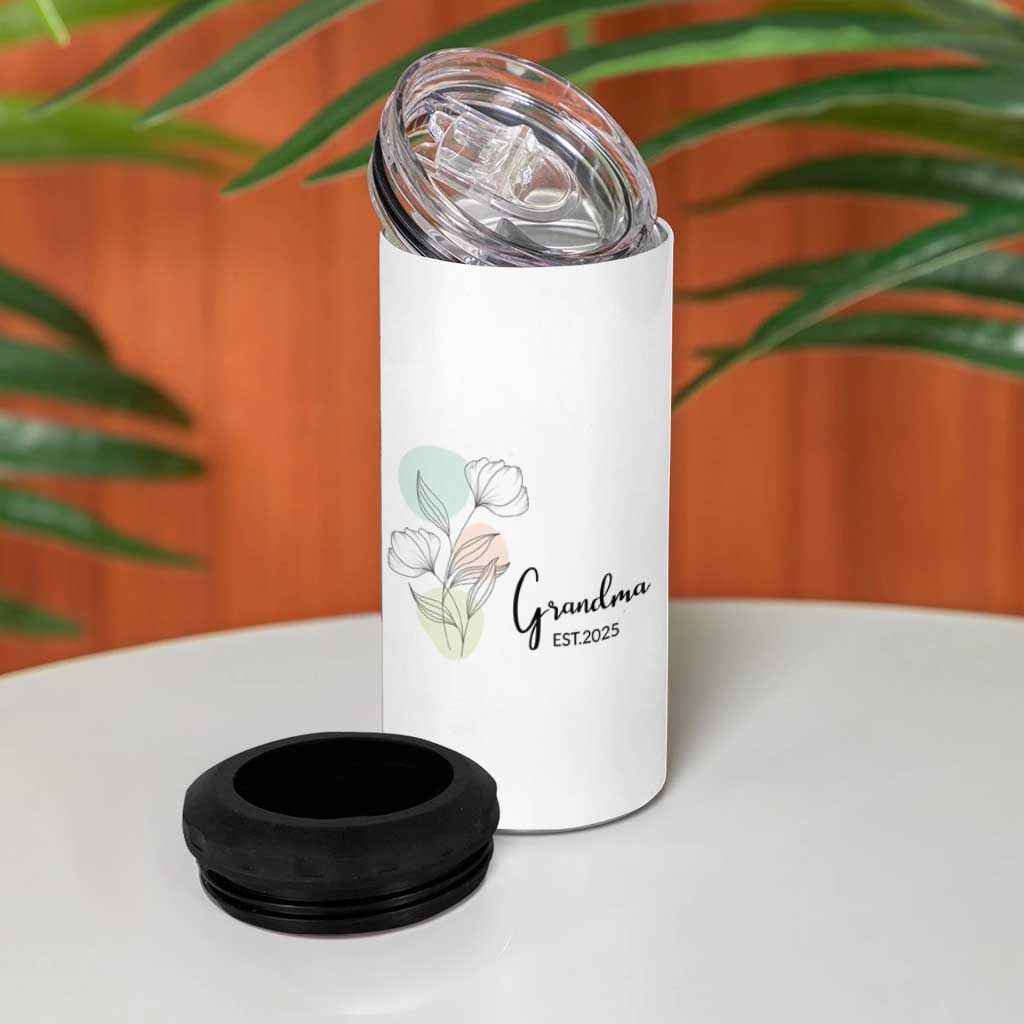 Promoted to Grandma 4 in 1 Can Cooler Tumbler Est 2025 New Grandmother Gift