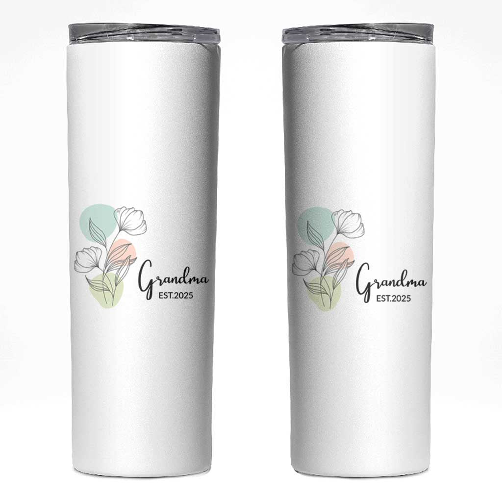 Promoted to Grandma Skinny Tumbler Est 2025 New Grandmother Gift