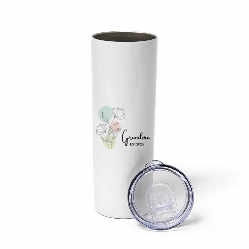 Promoted to Grandma Skinny Tumbler Est 2025 New Grandmother Gift