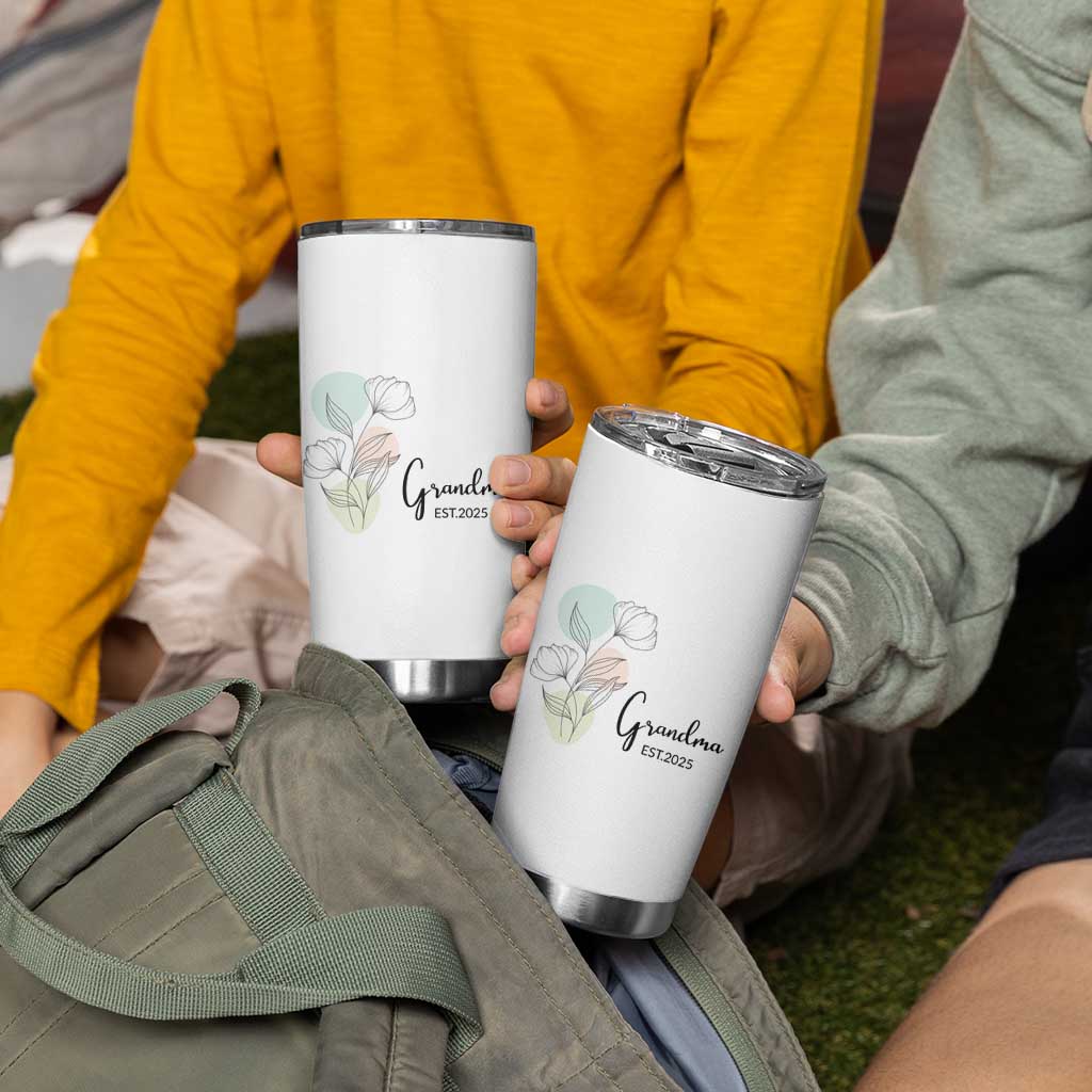 Promoted to Grandma Tumbler Cup Est 2025 New Grandmother Gift