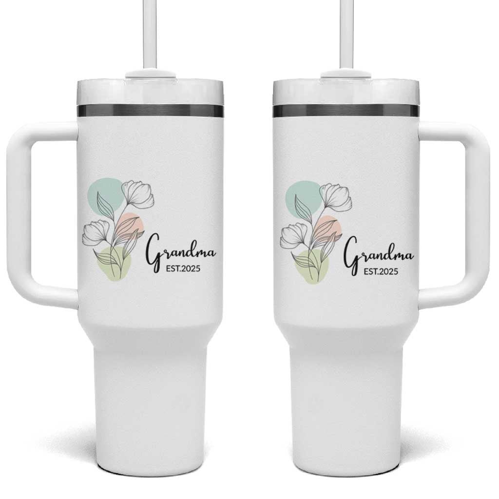 Promoted to Grandma Tumbler With Handle Est 2025 New Grandmother Gift