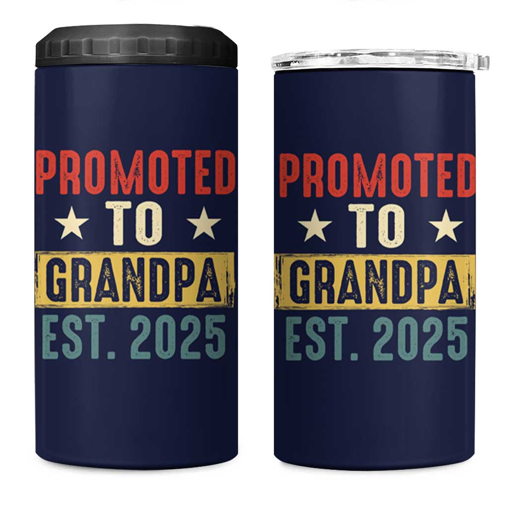 New Granddad 4 in 1 Can Cooler Tumbler Promoted To Grandpa Est.2025 Vintage - Wonder Print Shop