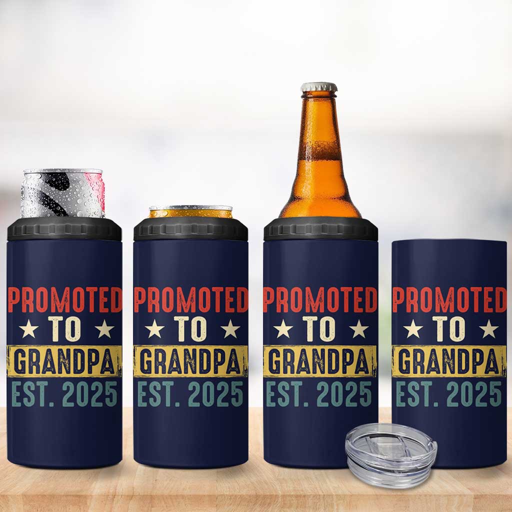 New Granddad 4 in 1 Can Cooler Tumbler Promoted To Grandpa Est.2025 Vintage - Wonder Print Shop