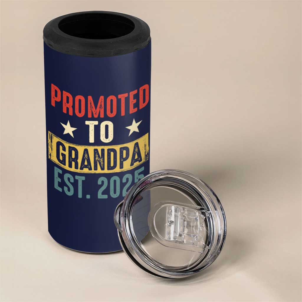 New Granddad 4 in 1 Can Cooler Tumbler Promoted To Grandpa Est.2025 Vintage - Wonder Print Shop