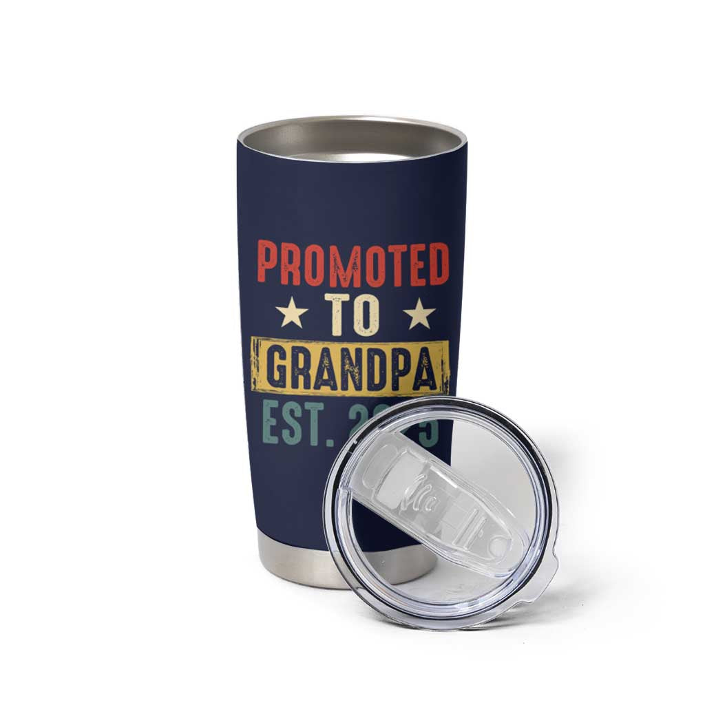 New Granddad Tumbler Cup Promoted To Grandpa Est.2025 Vintage - Wonder Print Shop