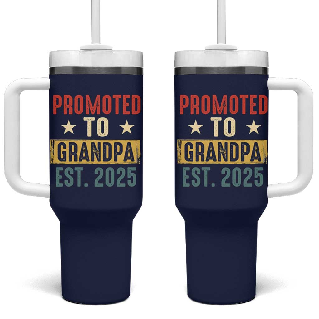 New Granddad Tumbler With Handle Promoted To Grandpa Est.2025 Vintage - Wonder Print Shop