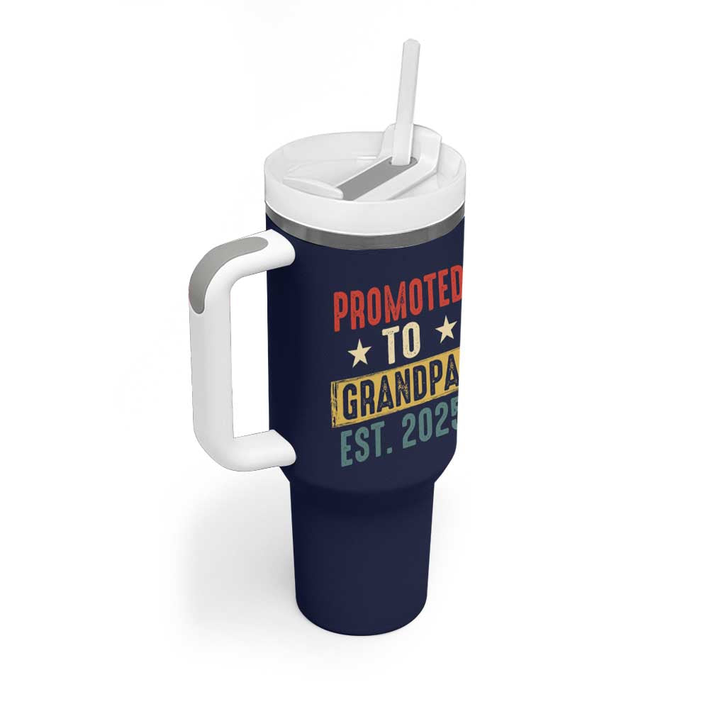 New Granddad Tumbler With Handle Promoted To Grandpa Est.2025 Vintage - Wonder Print Shop
