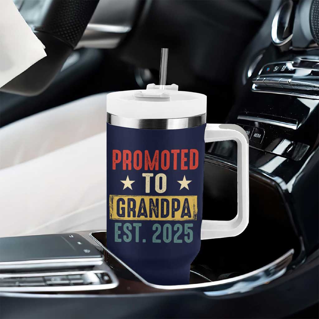 New Granddad Tumbler With Handle Promoted To Grandpa Est.2025 Vintage - Wonder Print Shop
