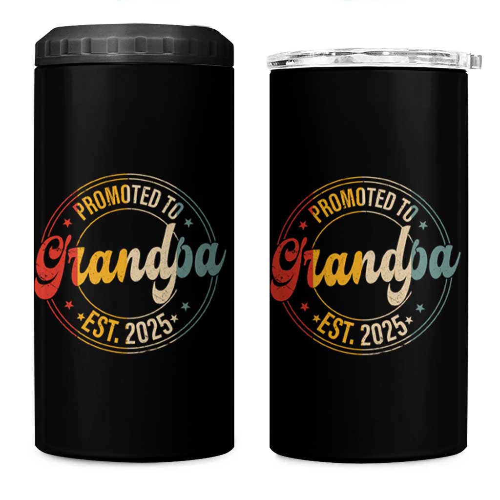 Promoted To Grandpa 4 in 1 Can Cooler Tumbler Est.2025 Vintage Baby Announcement Gifts For Grandparents - Wonder Print Shop