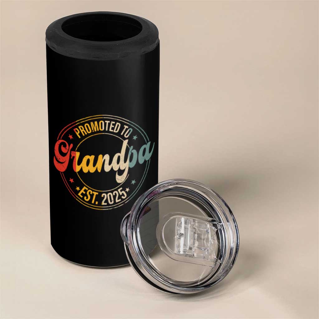 Promoted To Grandpa 4 in 1 Can Cooler Tumbler Est.2025 Vintage Baby Announcement Gifts For Grandparents - Wonder Print Shop