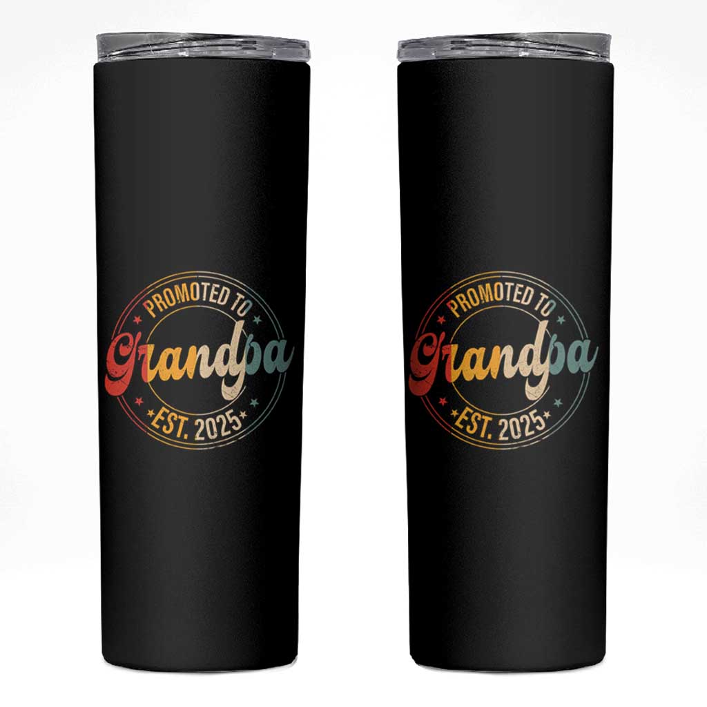 Promoted To Grandpa Skinny Tumbler Est.2025 Vintage Baby Announcement Gifts For Grandparents - Wonder Print Shop