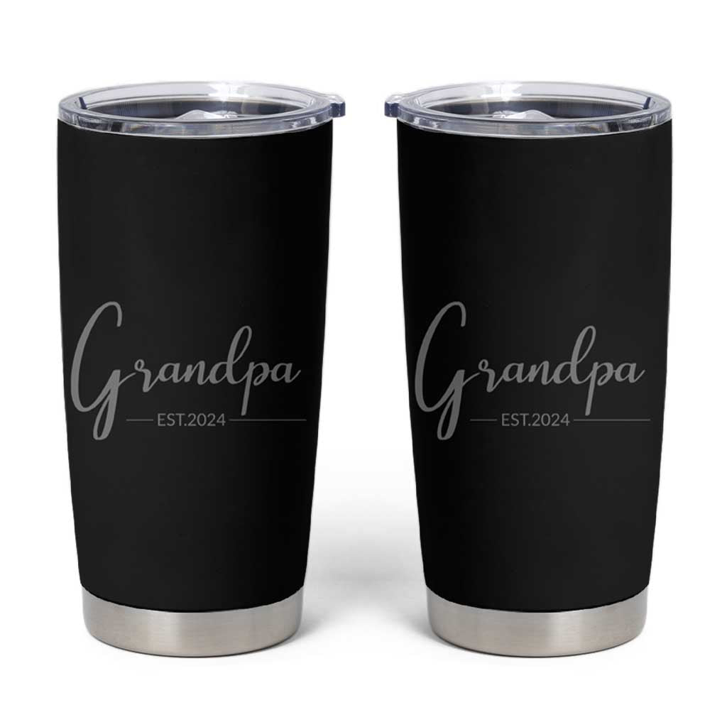 Promoted To Grandpa Tumbler Cup Granddad Est.2024 Pregnancy Announcement Gifts for New Grandparents - Wonder Print Shop
