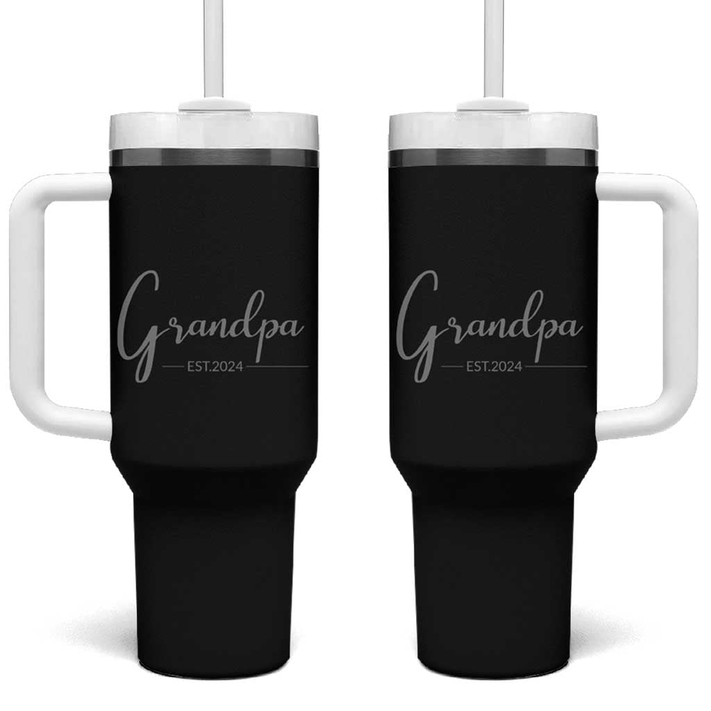 Promoted To Grandpa Tumbler With Handle Granddad Est.2024 Pregnancy Announcement Gifts for New Grandparents - Wonder Print Shop