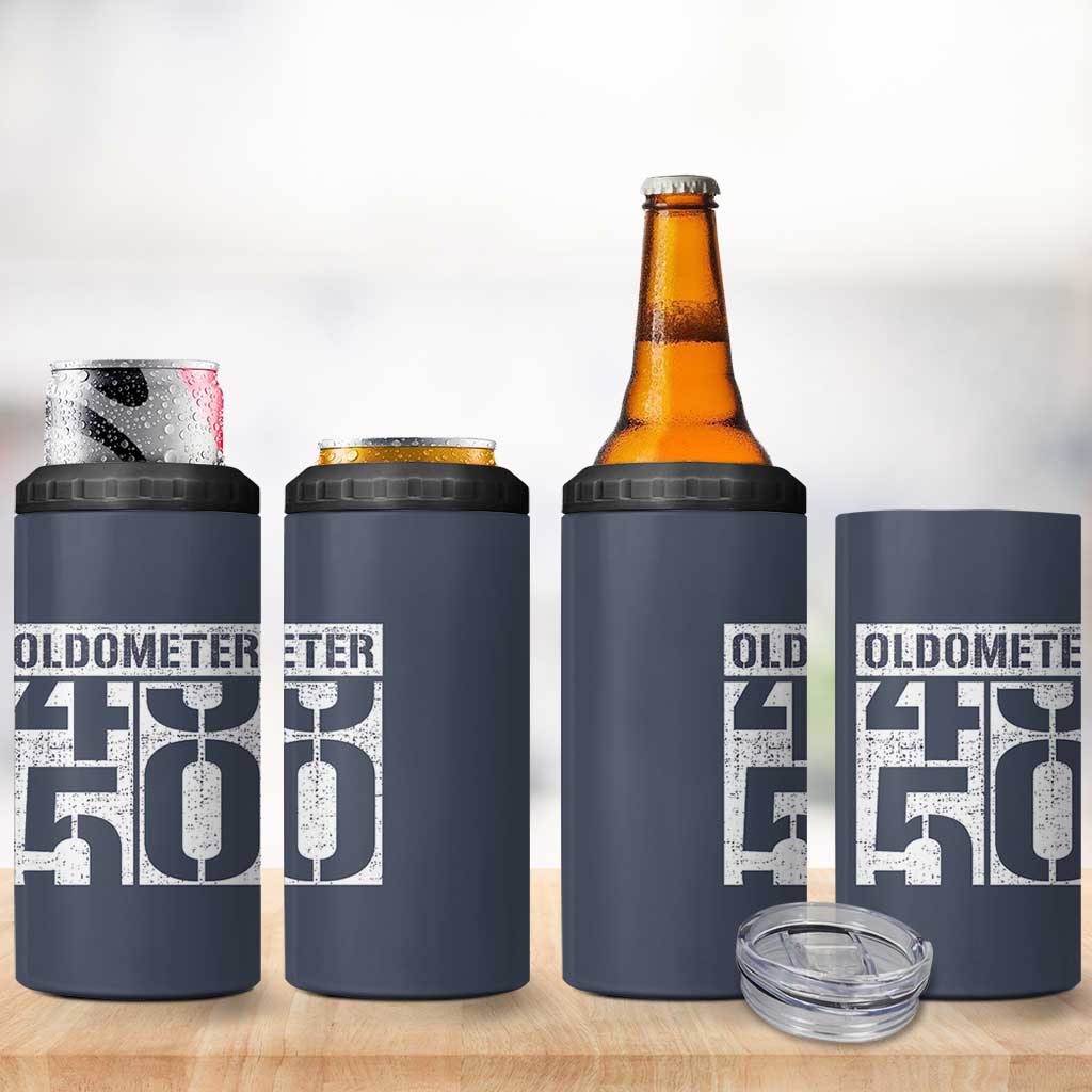 Funny 50th Birthday 4 in 1 Can Cooler Tumbler Oldometer Odometer 1976 50 Year Old Birthday Old Joke