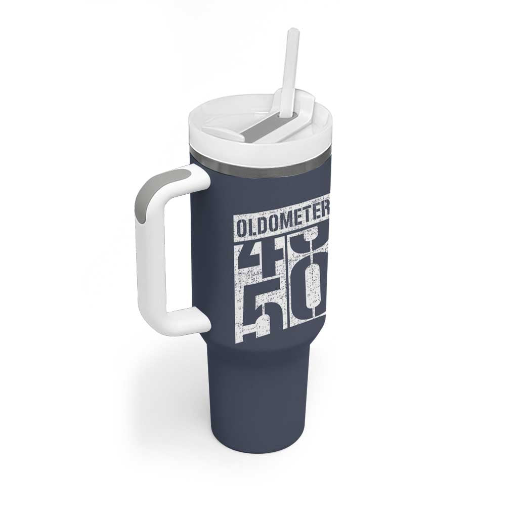 Funny 50th Birthday Tumbler With Handle Oldometer Odometer 1976 50 Year Old Birthday Old Joke