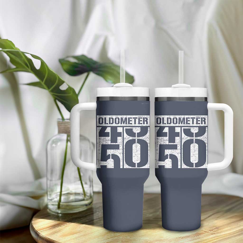 Funny 50th Birthday Tumbler With Handle Oldometer Odometer 1976 50 Year Old Birthday Old Joke
