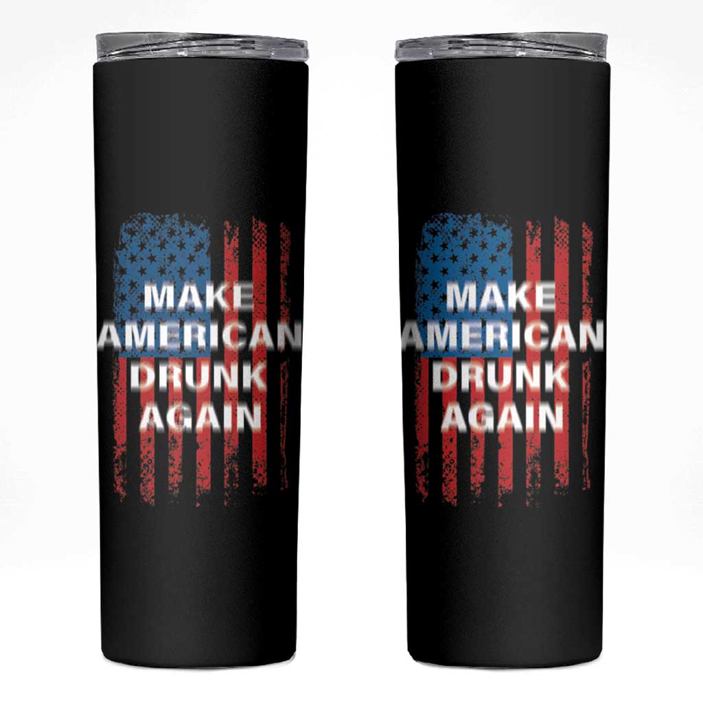 Funny Beer Alcohol Drunk Skinny Tumbler Make America Drunk Again American Flag USA 4th July - Wonder Print Shop