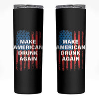 Funny Beer Alcohol Drunk Skinny Tumbler Make America Drunk Again American Flag USA 4th July - Wonder Print Shop