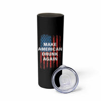 Funny Beer Alcohol Drunk Skinny Tumbler Make America Drunk Again American Flag USA 4th July - Wonder Print Shop