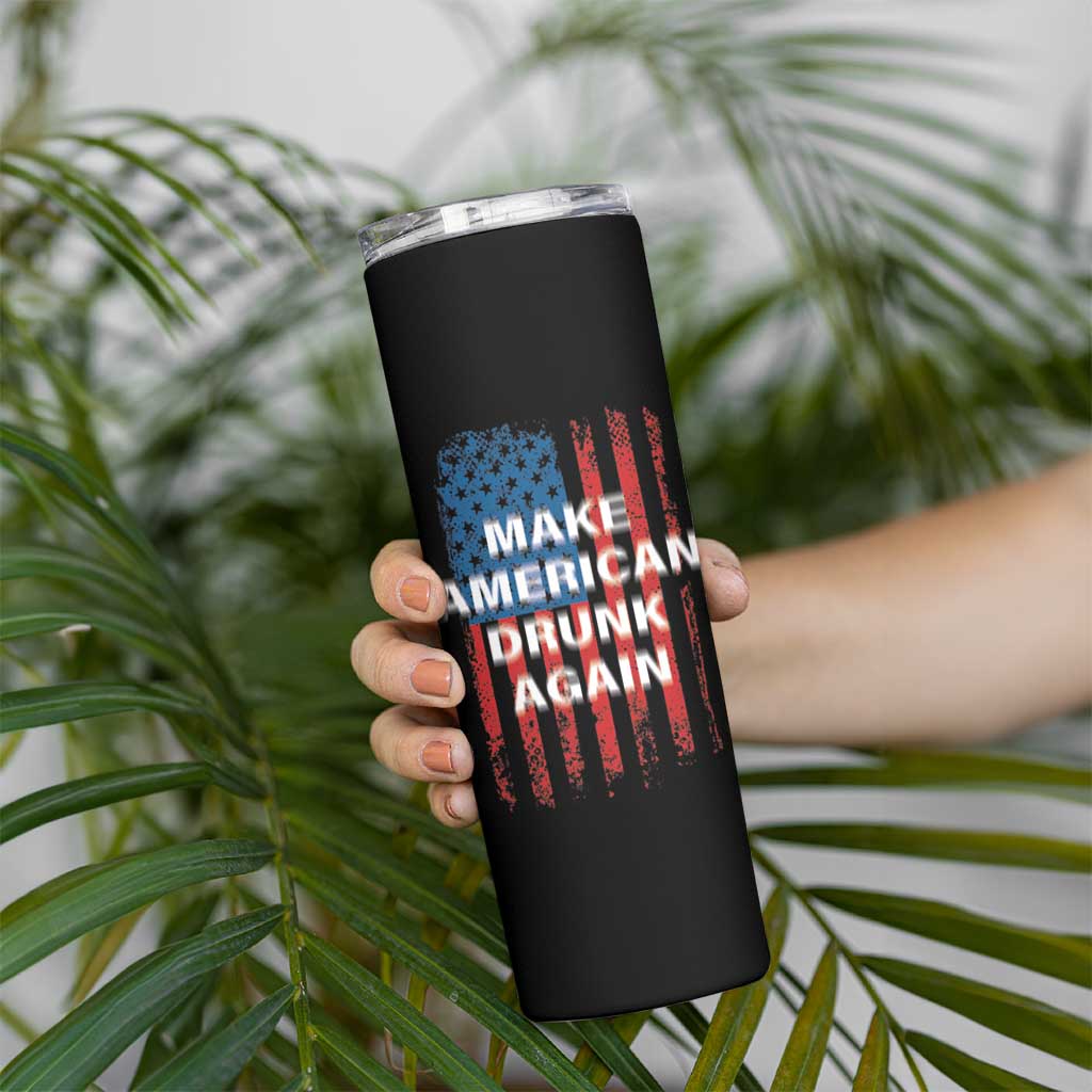 Funny Beer Alcohol Drunk Skinny Tumbler Make America Drunk Again American Flag USA 4th July - Wonder Print Shop