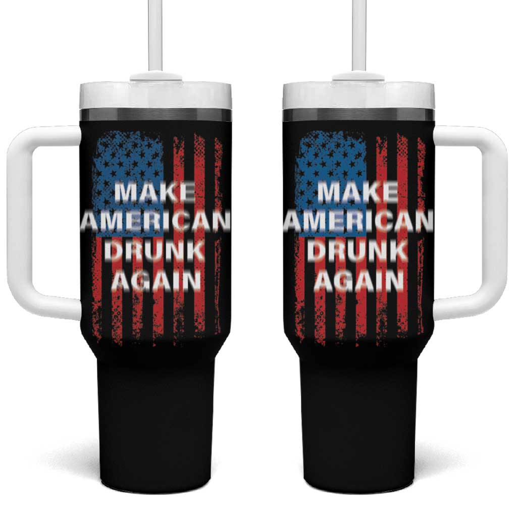 Funny Beer Alcohol Drunk Tumbler With Handle Make America Drunk Again American Flag USA 4th July - Wonder Print Shop