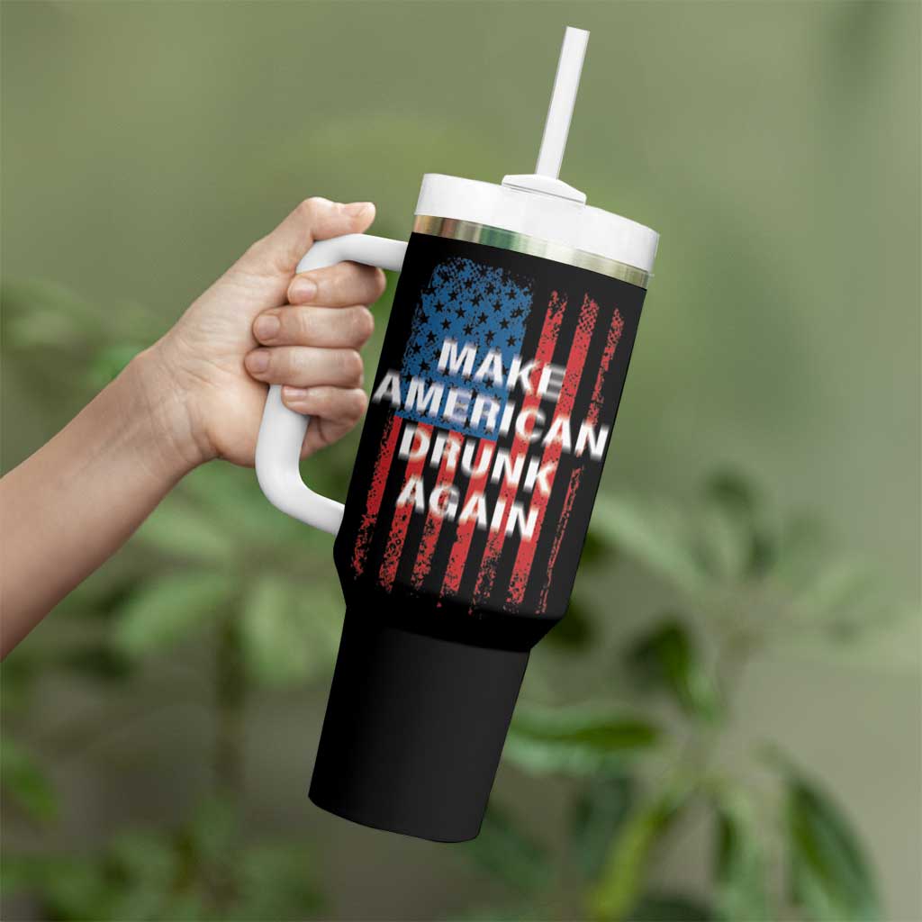 Funny Beer Alcohol Drunk Tumbler With Handle Make America Drunk Again American Flag USA 4th July - Wonder Print Shop
