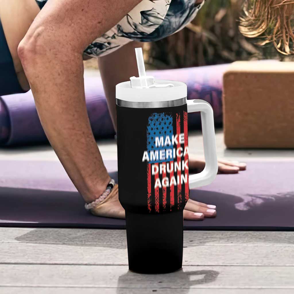 Funny Beer Alcohol Drunk Tumbler With Handle Make America Drunk Again American Flag USA 4th July - Wonder Print Shop