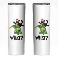 Funny Christmas Black Cat Lover Gifts Skinny Tumbler Christmas Tree Over Cat What? - Wonder Print Shop
