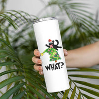 Funny Christmas Black Cat Lover Gifts Skinny Tumbler Christmas Tree Over Cat What? - Wonder Print Shop