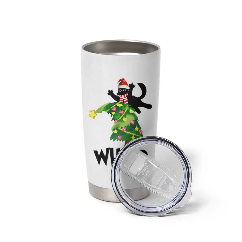Funny Christmas Black Cat Lover Gifts Tumbler Cup Christmas Tree Over Cat What? - Wonder Print Shop