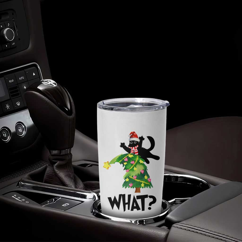 Funny Christmas Black Cat Lover Gifts Tumbler Cup Christmas Tree Over Cat What? - Wonder Print Shop