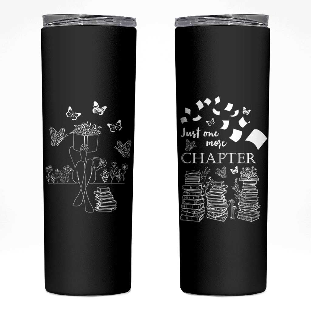 Just One More Chapter Skinny Tumbler Book Lover Floral Library