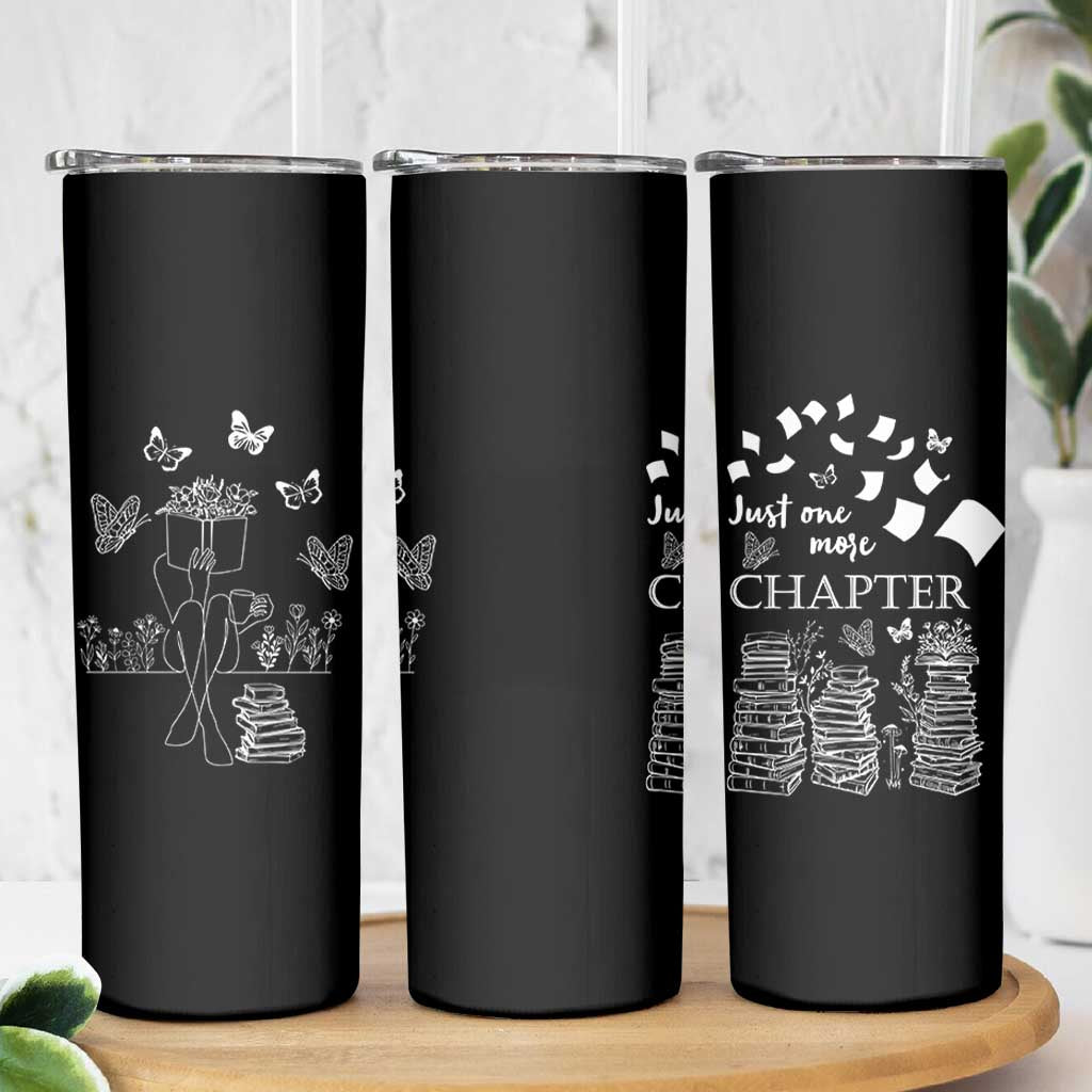 Just One More Chapter Skinny Tumbler Book Lover Floral Library