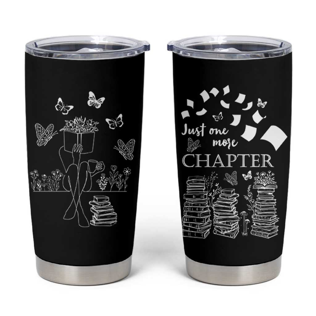 Just One More Chapter Tumbler Cup Book Lover Floral Library