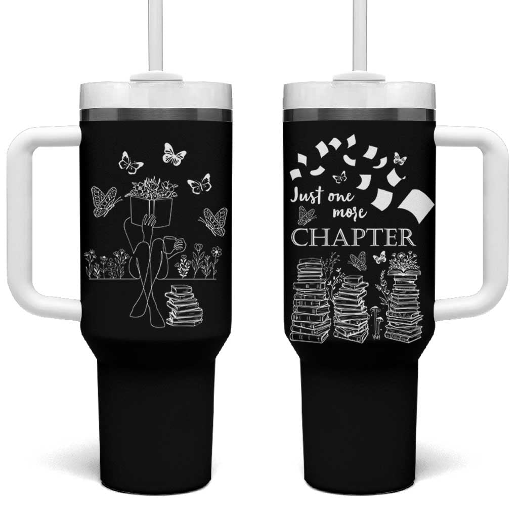 Just One More Chapter Tumbler With Handle Book Lover Floral Library