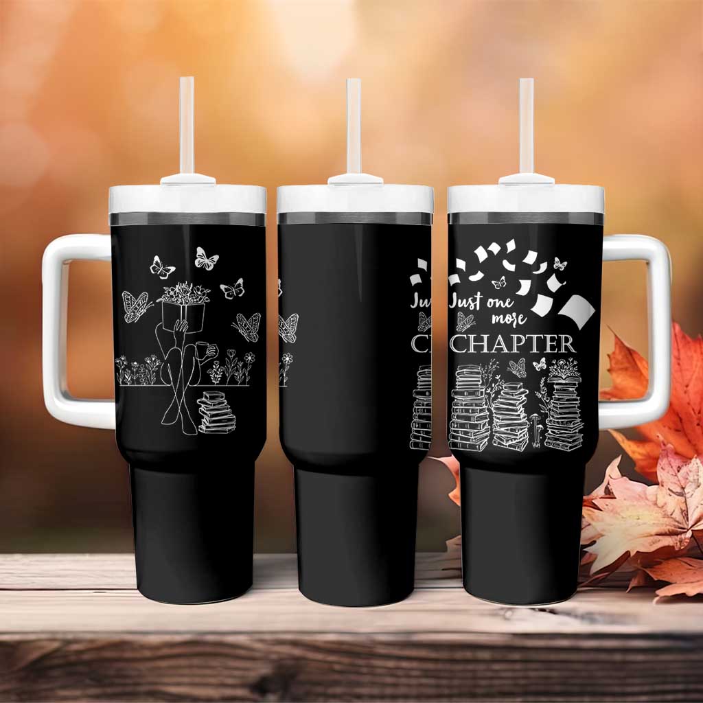 Just One More Chapter Tumbler With Handle Book Lover Floral Library