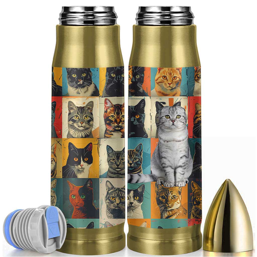 Cat Lover Gifts Bullet Tumbler Retro Cat Collage Poster
