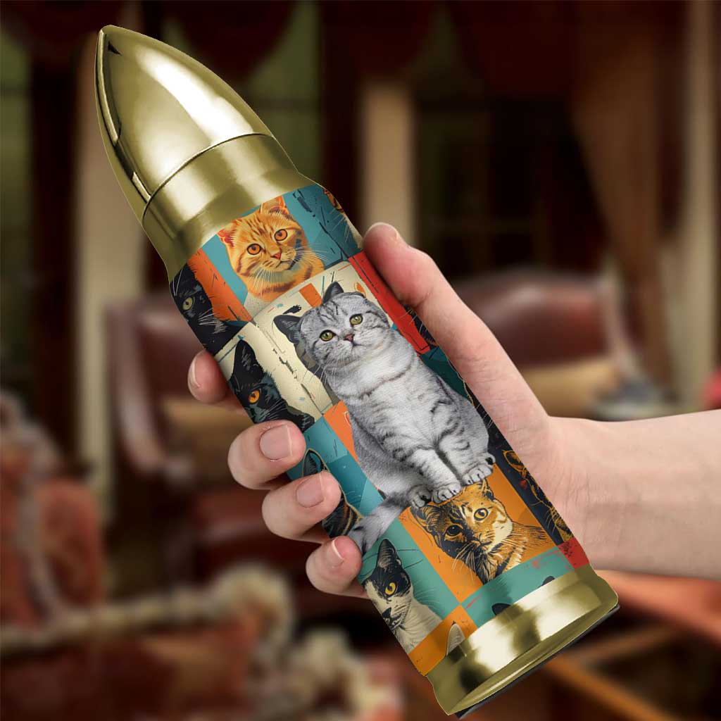 Cat Lover Gifts Bullet Tumbler Retro Cat Collage Poster