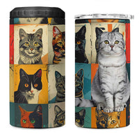 Cat Lover Gifts 4 in 1 Can Cooler Tumbler Retro Cat Collage Poster