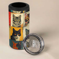 Cat Lover Gifts 4 in 1 Can Cooler Tumbler Retro Cat Collage Poster