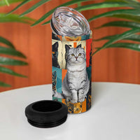 Cat Lover Gifts 4 in 1 Can Cooler Tumbler Retro Cat Collage Poster