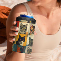 Cat Lover Gifts 4 in 1 Can Cooler Tumbler Retro Cat Collage Poster