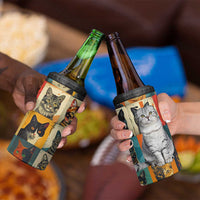 Cat Lover Gifts 4 in 1 Can Cooler Tumbler Retro Cat Collage Poster