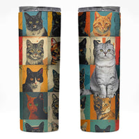 Cat Lover Gifts Skinny Tumbler Retro Cat Collage Poster